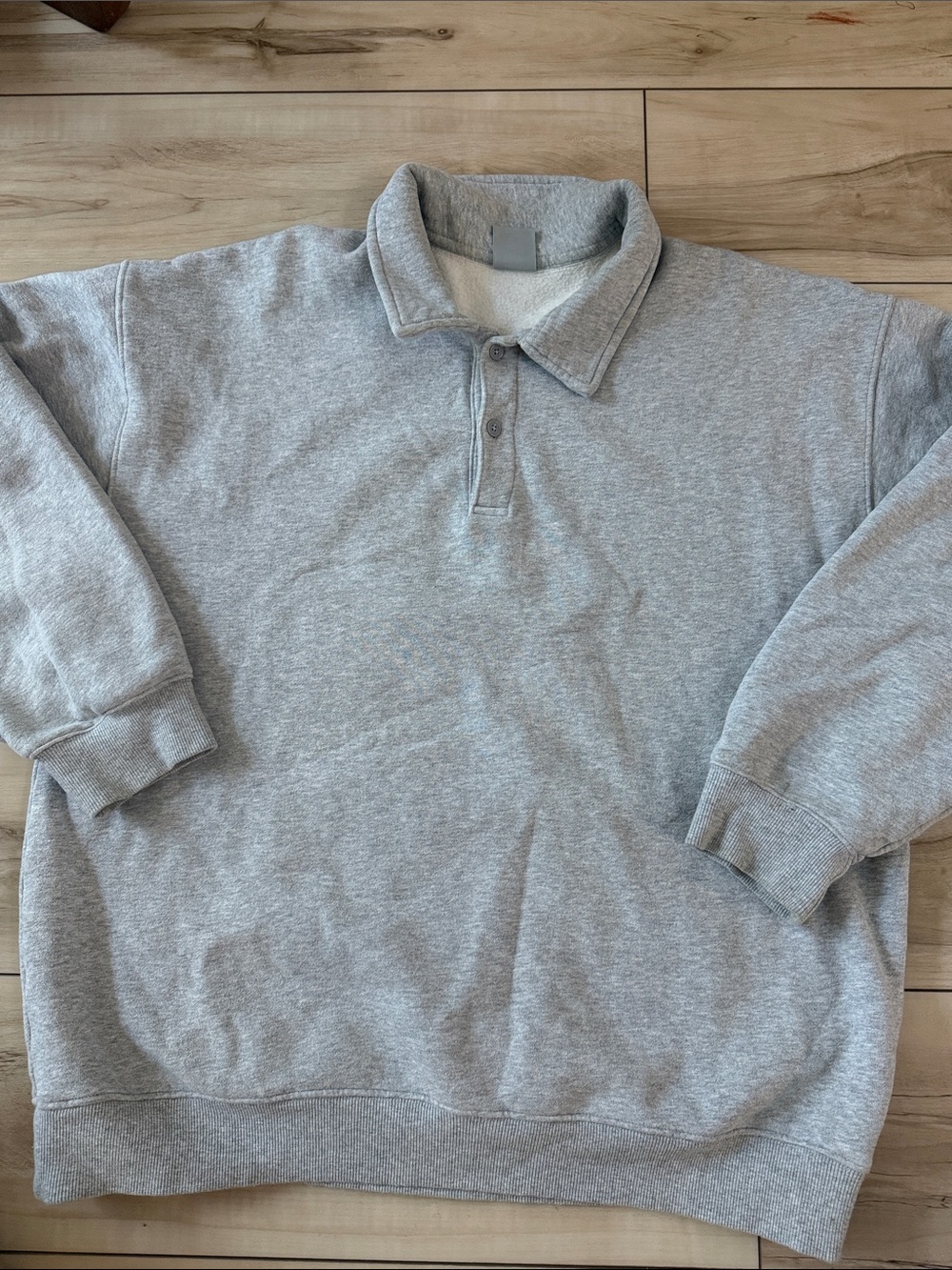 TNA Light Gray Polo Collar Pullover Sweatshirt